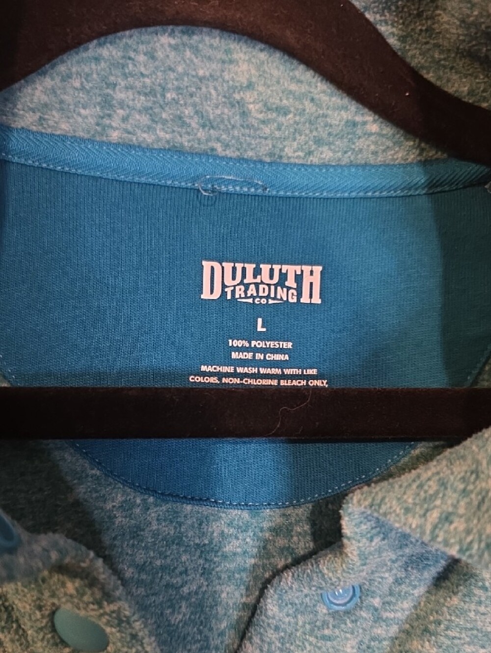 Duluth Trading Co Teal Heather Snap-Front Pullover Sz L - Picture 2 of 4